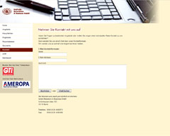 Screenshot von Website: Kontakt-Möglichkeit